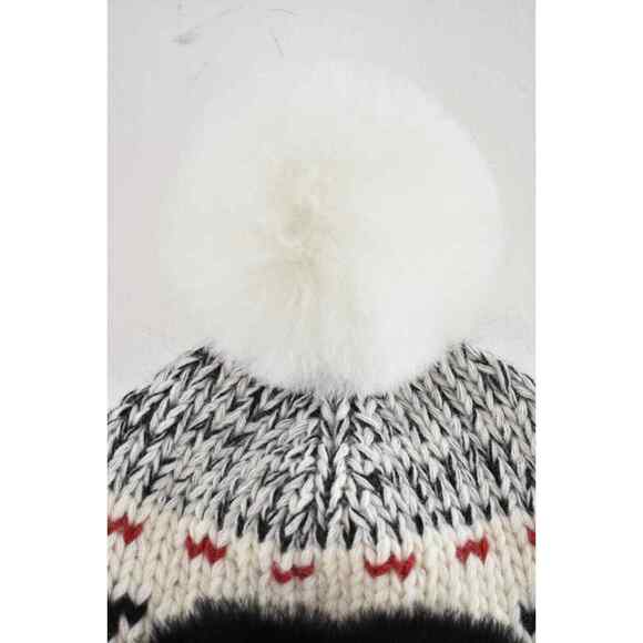 Chanel REV Black White Red Pom Pom Wool CC Logo Knit Cloche Beanie Winter Hat main image 7